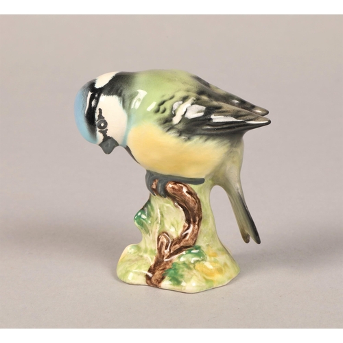 216 - Beswick blue tit, floral bowl signed CL on base, Rosslyn Ware rose painted stand (3)