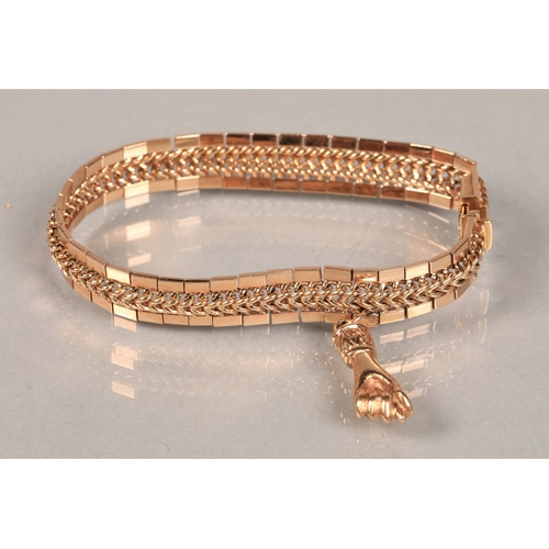 51 - 18kt gold l bracelet with hand charmtotal weight 30g