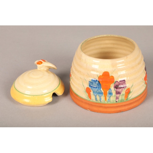 6 - Clarice Cliff Crocus Honey pot, 11 cm high