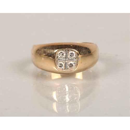 61 - 9ct gold diamond set signet ring, size Q, 6.2g