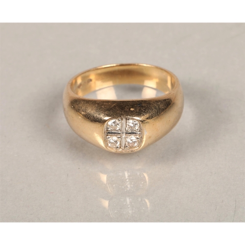 61 - 9ct gold diamond set signet ring, size Q, 6.2g