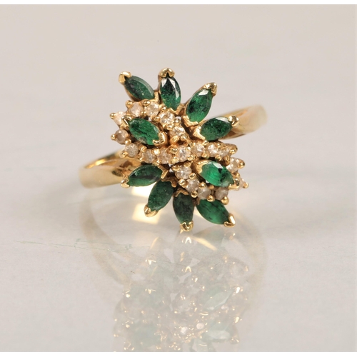 68 - 18ct gold Diamond and Emerald set ring, size S