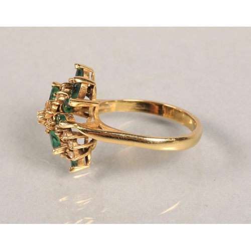 68 - 18ct gold Diamond and Emerald set ring, size S