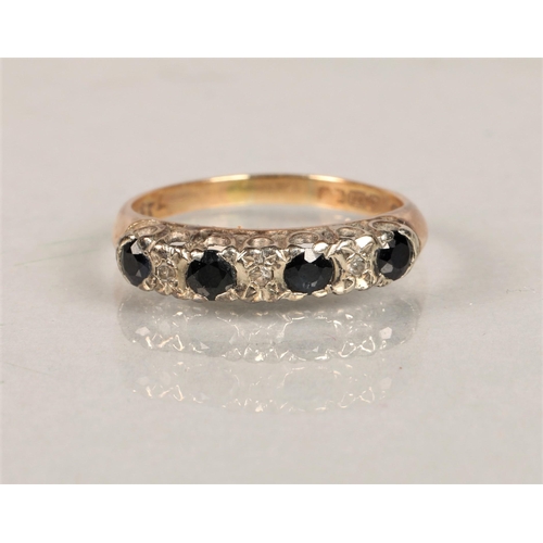 69 - 9ct gold diamond and Sapphire ring, size P