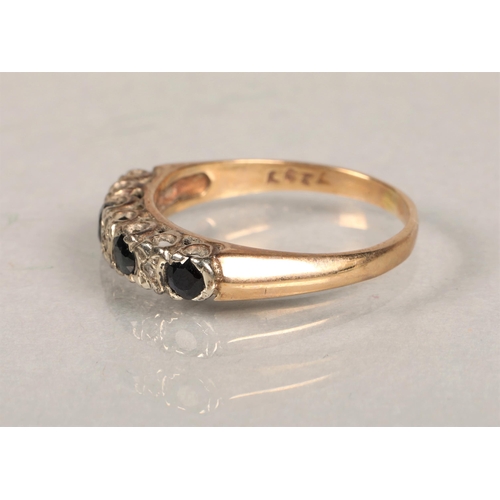 69 - 9ct gold diamond and Sapphire ring, size P