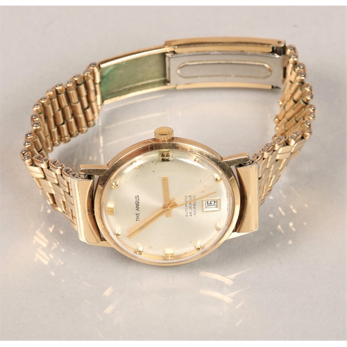 72 - The Angus 25 jewel automatic wrist watch on a rolled gold gold expandable strap