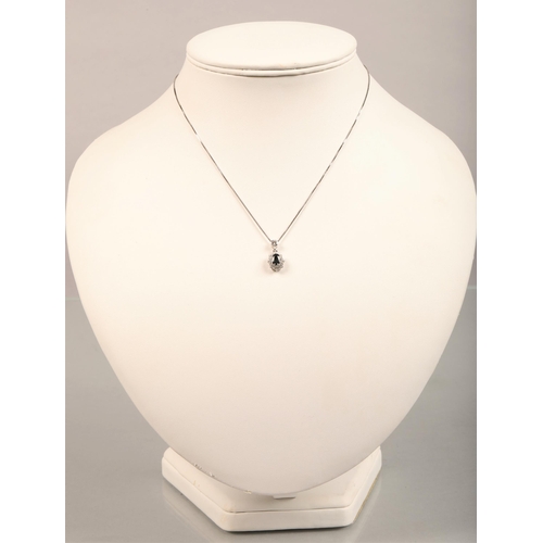 79 - Sapphire set pendant on 14ct white gold chain