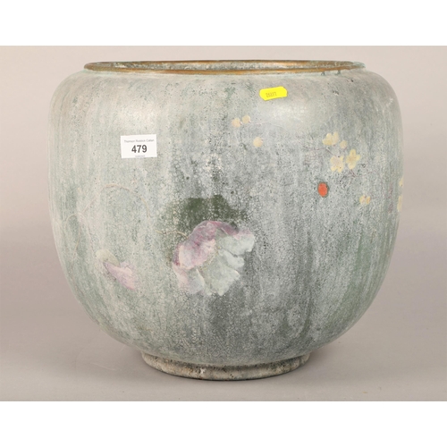 479 - Oriental terracotta plant pot, 30cm diameter opening