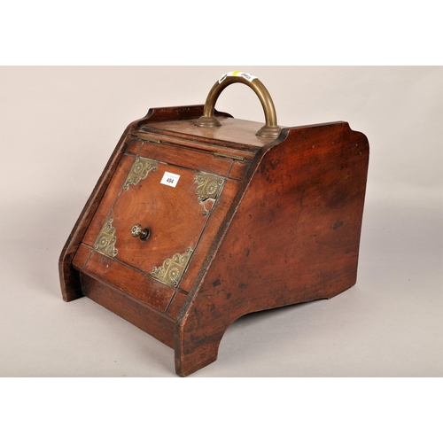 494 - Antique coal scuttle with brass detailing