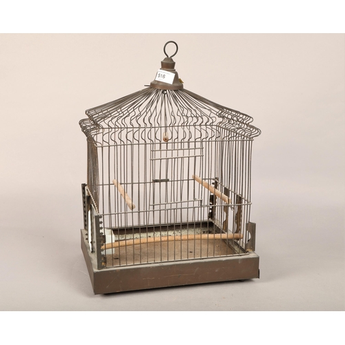 516 - Vintage metal bird cage