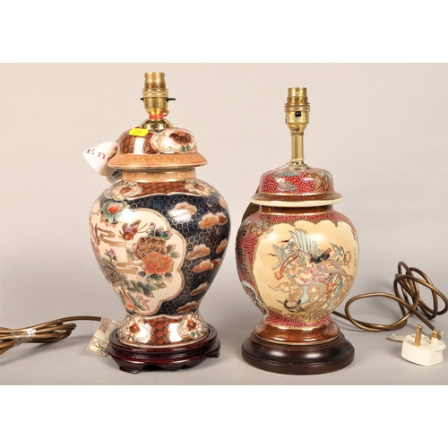 518 - Two oriental satsuma vase style table lamps 