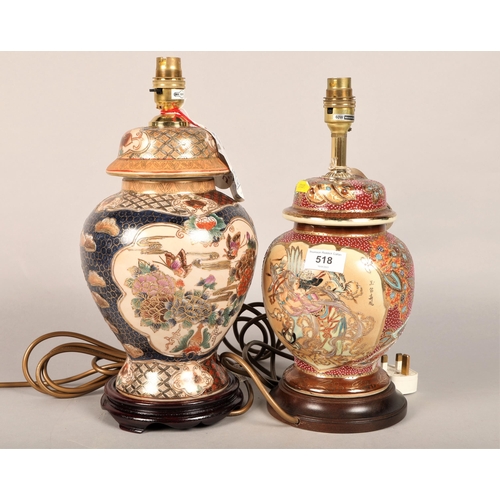 518 - Two oriental satsuma vase style table lamps 