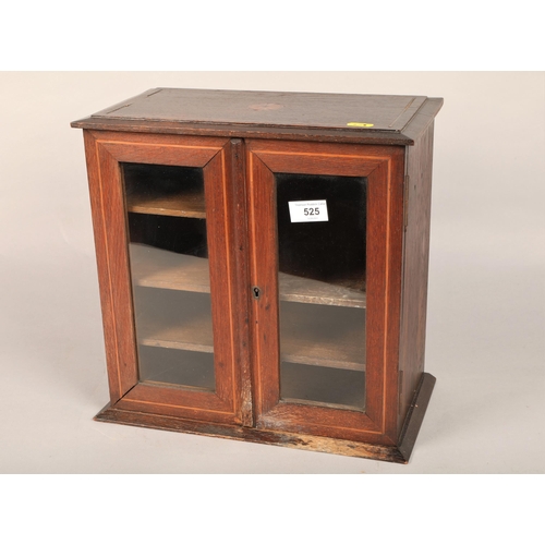 525 - Table top display cabinet with shelves and marquetry detail,  35cm h