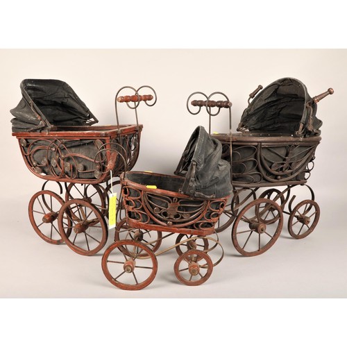 488 - Three antique miniature prams