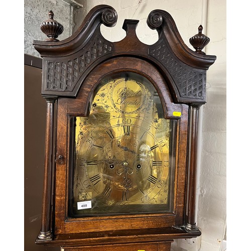 547 - Victorian longcase clock with brass face , Bisset of Dundee, 202 cm high