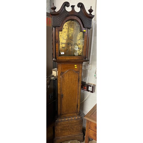 547 - Victorian longcase clock with brass face , Bisset of Dundee, 202 cm high