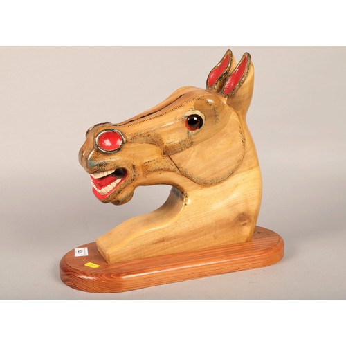 528 - Wall mounted carved pine horse head approx 38cm h, 34cm d