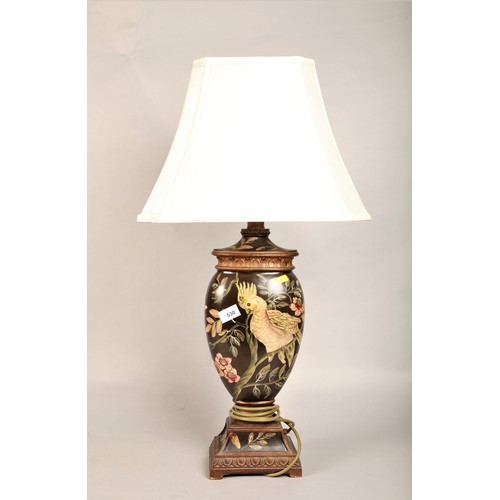 530 - Parakeet design table lamp approx 55cm h