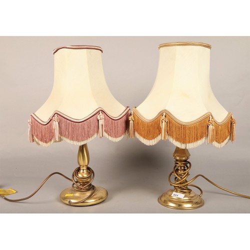 551 - Pair brass based table lamps