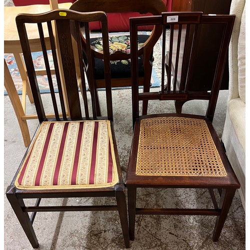 573 - Two inlaid mahogany bedroom chairs