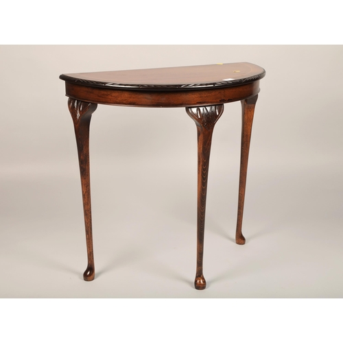 481 - Mahogany halfmoon side table 74cm h