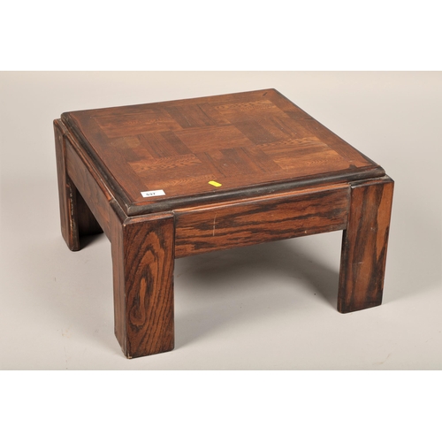 537 - Square parquet design oak occasional table 30cm h