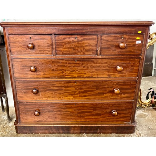 542 - Victorian three over three chest of drawers 111h x 127w x 54cm d