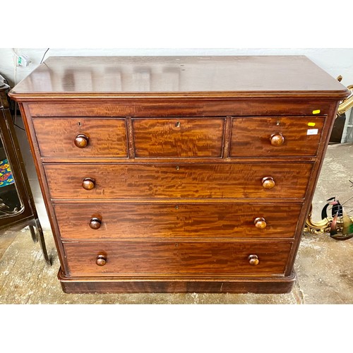 542 - Victorian three over three chest of drawers 111h x 127w x 54cm d