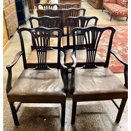 546 - 19th century set of eight mahogany leather upholstered dining chairs (8)