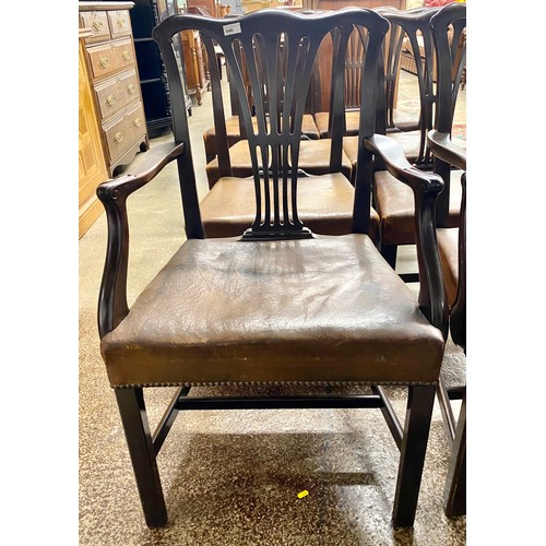 546 - 19th century set of eight mahogany leather upholstered dining chairs (8)