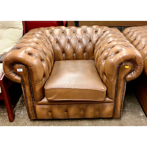 572 - Chesterfield three seater settee and two arm chairs