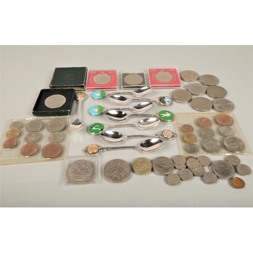 117 - Bowling spoons, commemorative coins, assorted coins