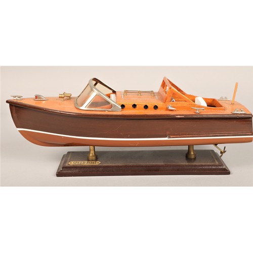 506 - Three scale model speed boats on stands, largest 50cm long (3)