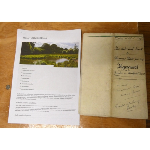 115 - Documents - Essex - Hatfield Forest - The National Trust.  1924 Agreement, The National Trust to Tho... 