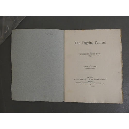 184 - BUCHAN JOHN.  The Pilgrim Fathers, The Newdigate Prize Poem. 10pp. Orig. prntd. card wrapp... 