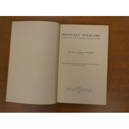 242 - WHEELER GERALD C.  Mono-Alu Folklore (Bougainville Strait, Western Solomon Islands). Orig.... 