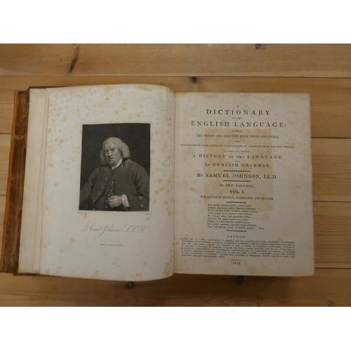 262 - JOHNSON SAMUEL.  A Dictionary of the English Language. 2 vols. Eng. port. frontis. Half ti... 