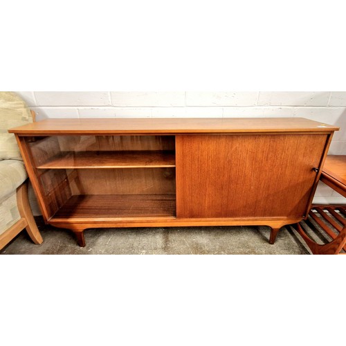 616 - Teak midcentury sideboard with glazed shelving and sliding door