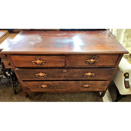 608 - Two over two mahogany dresser on casters