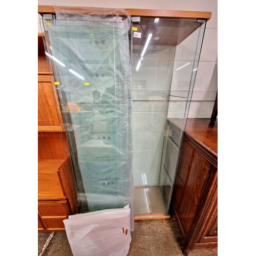 606 - Pair contemporary glass sided display cabinets & One dismantled  162cm h