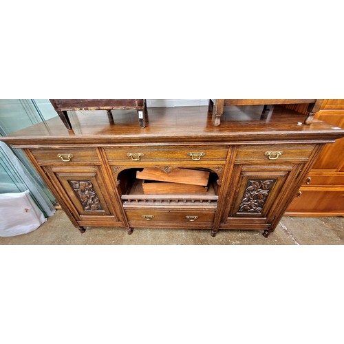 603 - Oriental inspired antique sideboard with carved panels