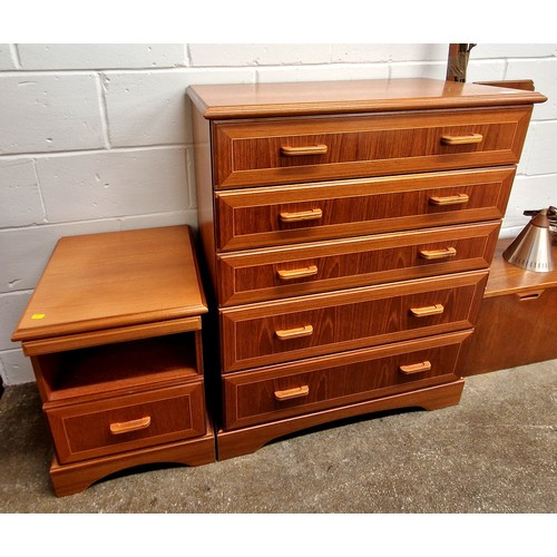 597 - Five drawer dresser and matching bedside table