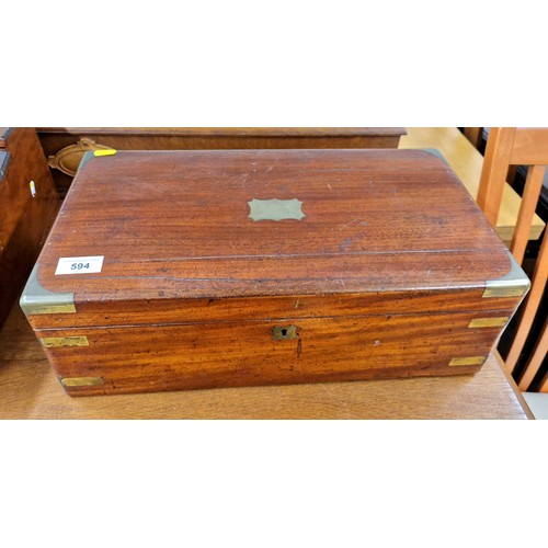 594 - Mahogany box with brass detail