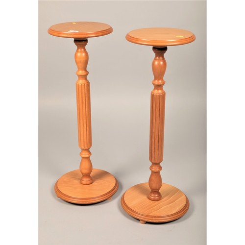 500 - Pair pine plant stands 77cm h, 27cm d