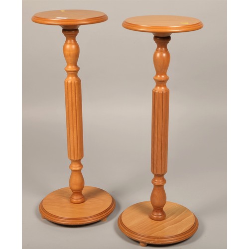 500 - Pair pine plant stands 77cm h, 27cm d