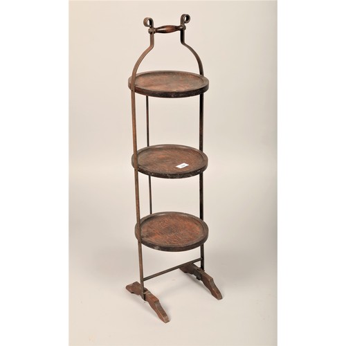 504 - Oak three tiered cake stand