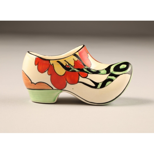 62 - Clarice Cliff Fantasque Sabot hand painted Bizarre Honolulu pattern, for Newport Pottery, length 11c... 