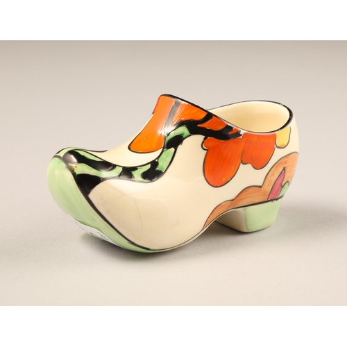 62 - Clarice Cliff Fantasque Sabot hand painted Bizarre Honolulu pattern, for Newport Pottery, length 11c... 