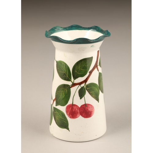 71 - Scottish Wemyss tapered vase, hand painted with cherries height 15cm, shallow pot, hand painted with... 