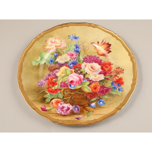 72 - Royal Worcester cabinet plate, decorated with a hand painted floral spray, signed E Barkley, finishe... 